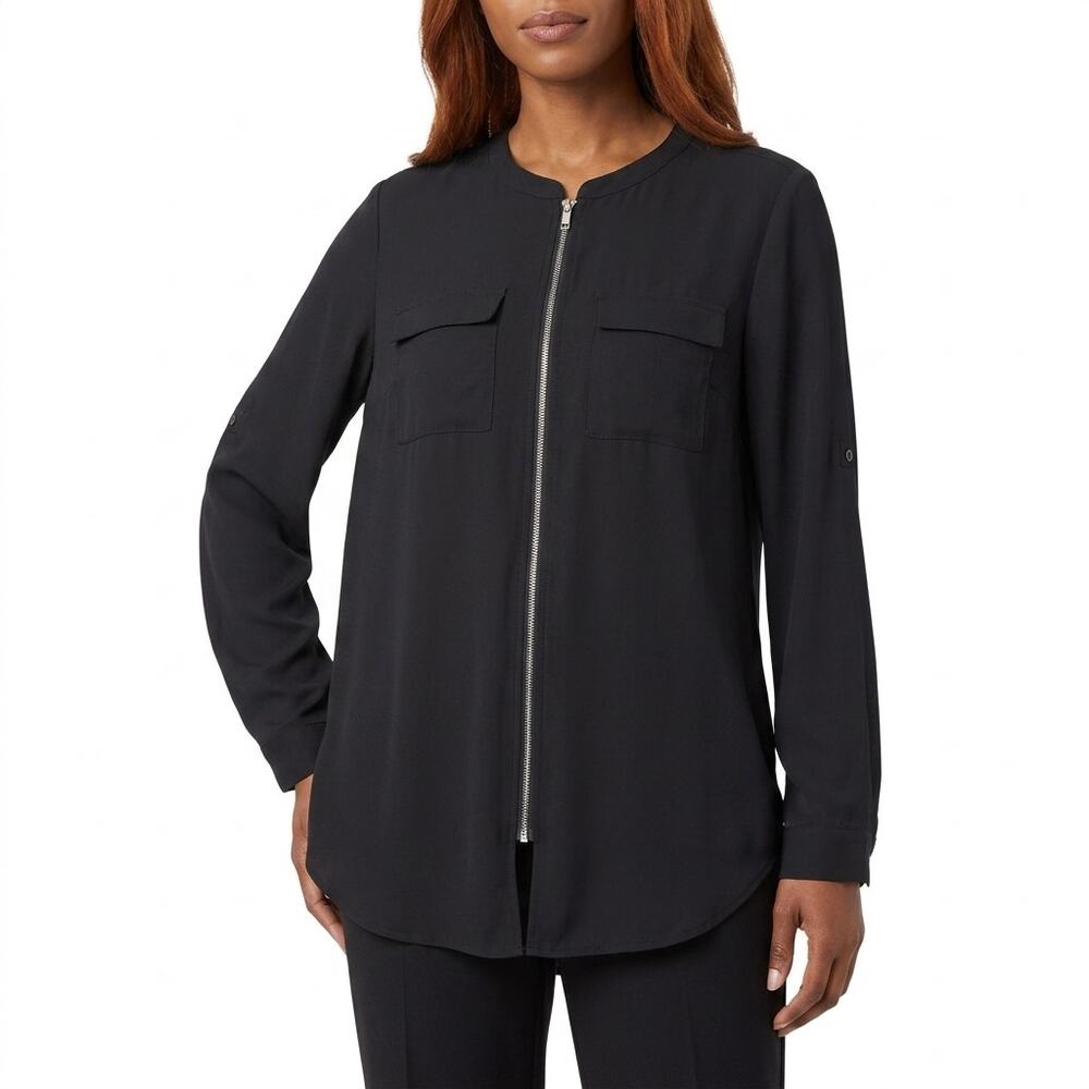 Rock & Republic Polyester Blend Black Top Women Size L